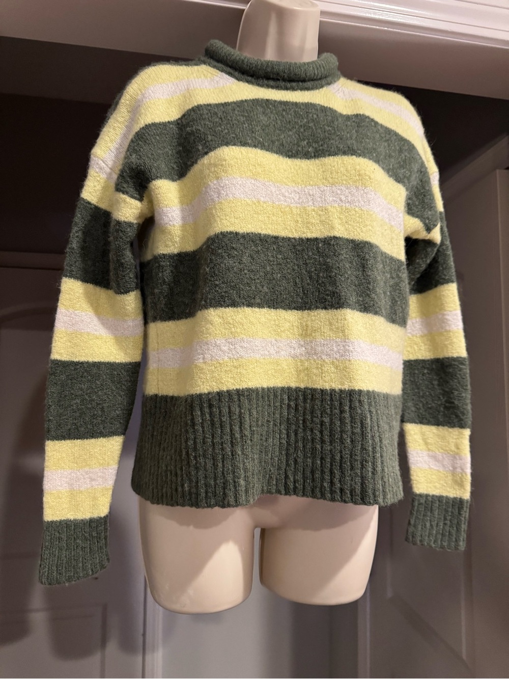 Madewell Fulton XS Striped Wool Alpaca Blend Sweater Retro Boxy